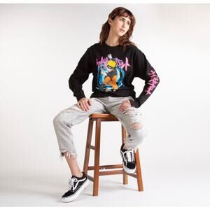 Naruto Sz S T-Shirt Shippuden Long Sleeve Black Shonen Jump Anime Tee Crew Neck